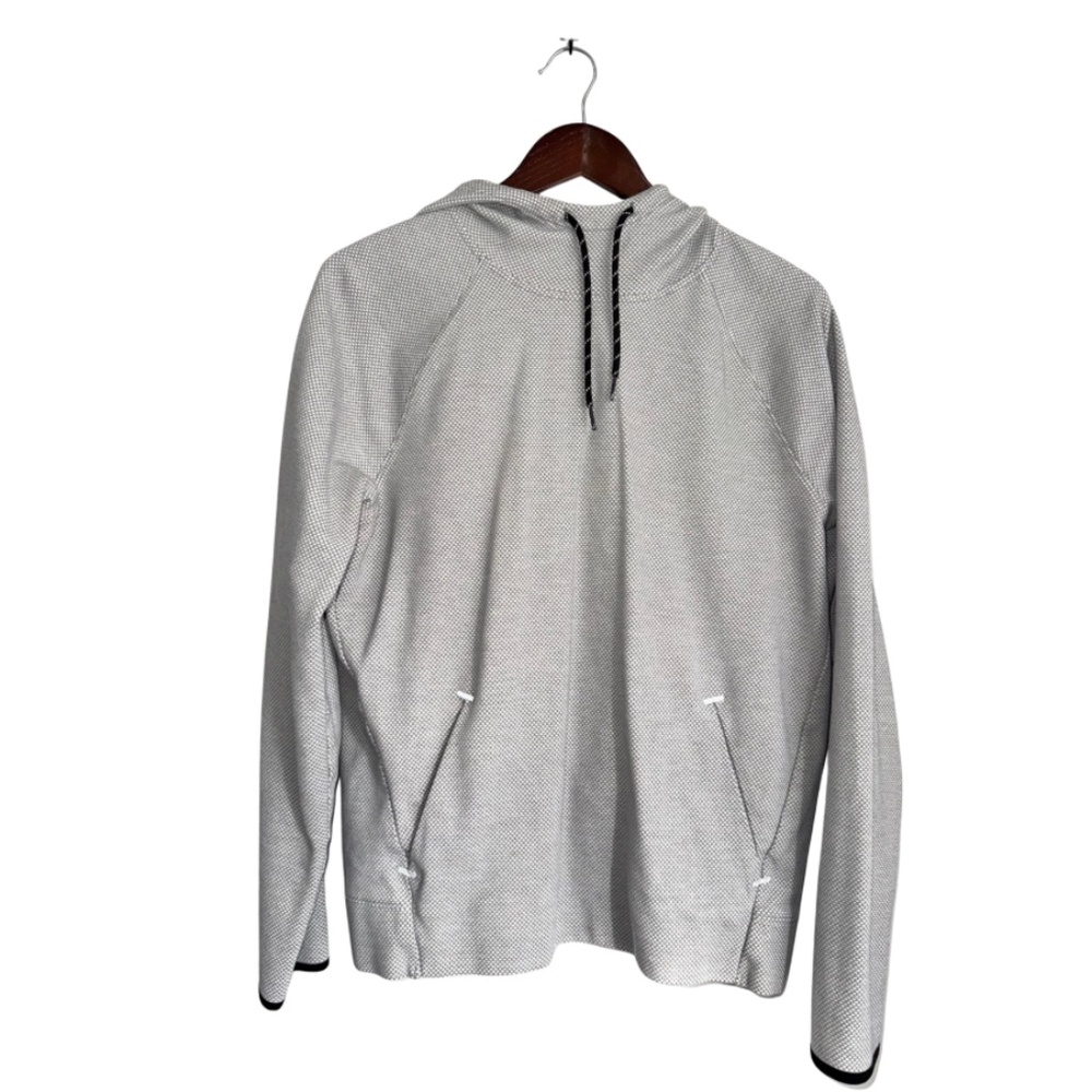OLD NAVY Mens Medium Gray Long Sleeve Hooded Waffle Pull Over Sweatshirt UU2